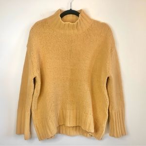 Philosophy Sueded Chenille Chunky Knit Mock Neck Muted Yellow Sweater Large